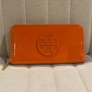 Tory Burch Vibrant Orange Patent Wallet
